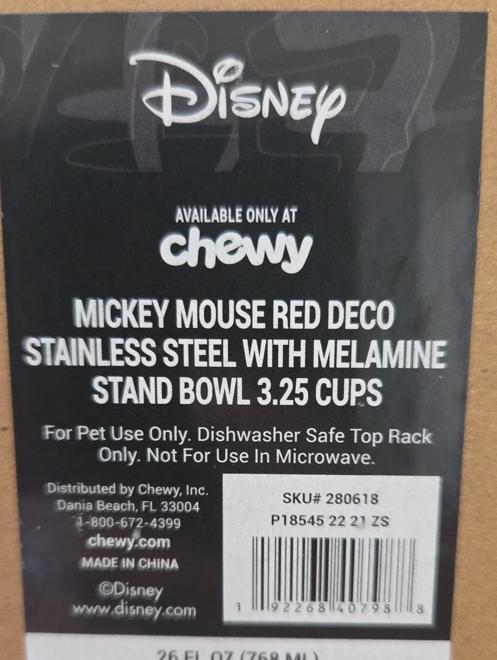 Mickey Mouse Red Deco Stainless Steel W Melamine Stand Bowl 3.25 Cups